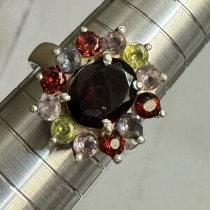 Multicolor Gemstone Ring Sterling Silver 925